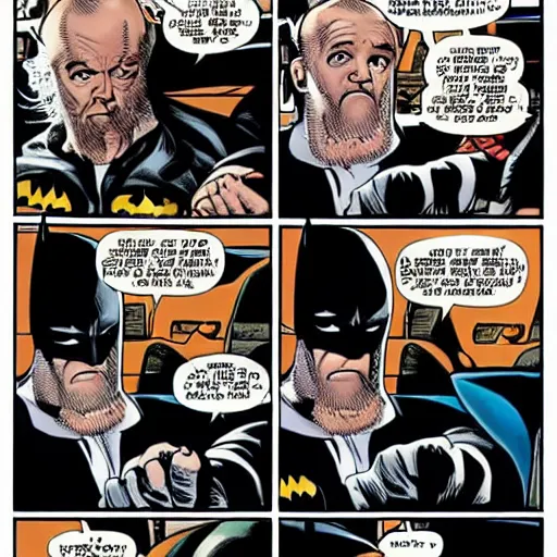 Image similar to george carlin as batman, marvel comic art