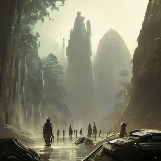 Prompt: star wars concept art by greg rutkowski, a palatial, elegant and beautiful city in the middle of a jungle, cinematographic morning light, artstation hq