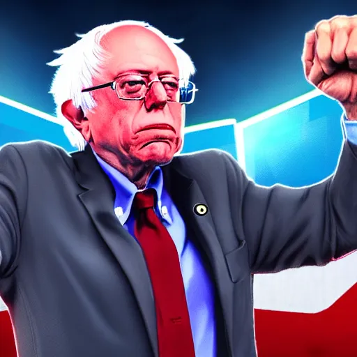 Image similar to Bernie Sanders as a fighter in King of Fighters 15 ultra high quality 4k