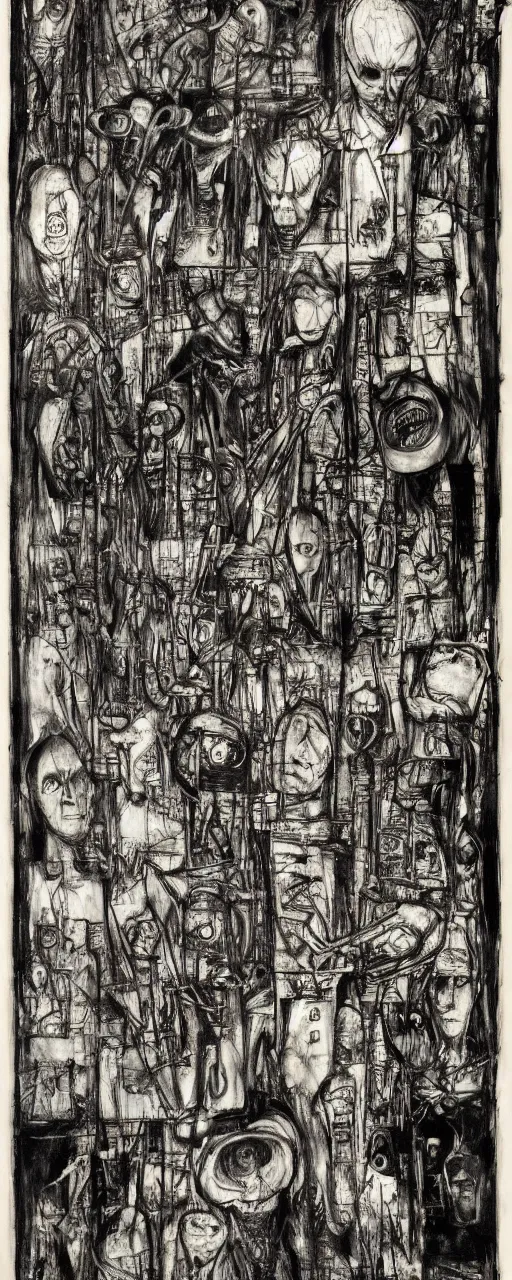 Image similar to user manual of the creator, by bernard buffet and stephen gammell and emil nolde, 8 k, trending on artstation