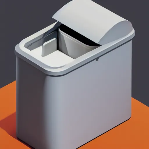 Image similar to Gorgeous trash can designed by Apple, isometric view, 4k