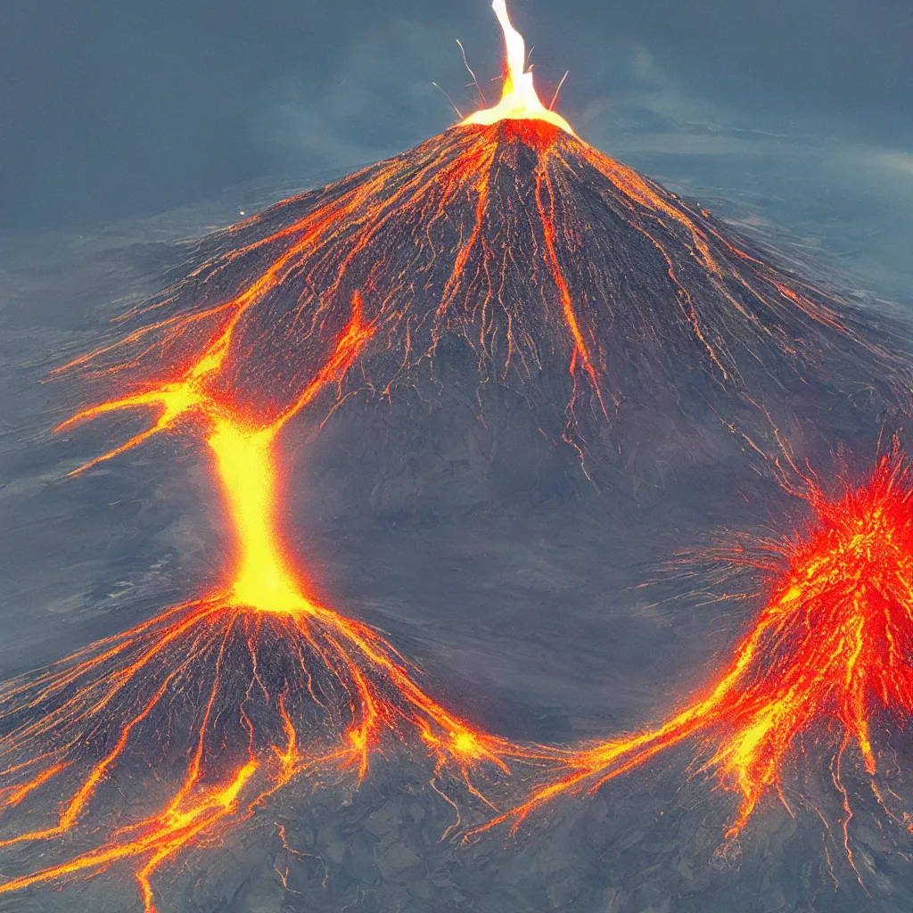 Prompt: erupting volcano graphic art