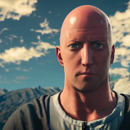 Prompt: a portrait of one punch man as a gta 5 character ingame shot from gta 5, octane, smooth, 8 k, vibrant, ray tracing x, wet reflections, unreal engine 5, intricate details, fantasy, hyper realism, humongous view, smooth, cinematic