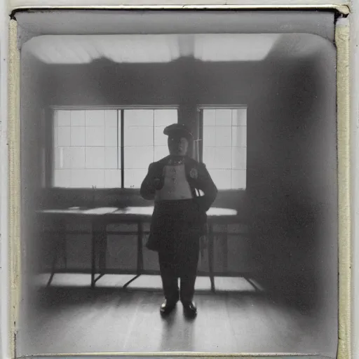 Prompt: Nintendo's Mario in the immigration office on Ellis Island. Daguerreotype