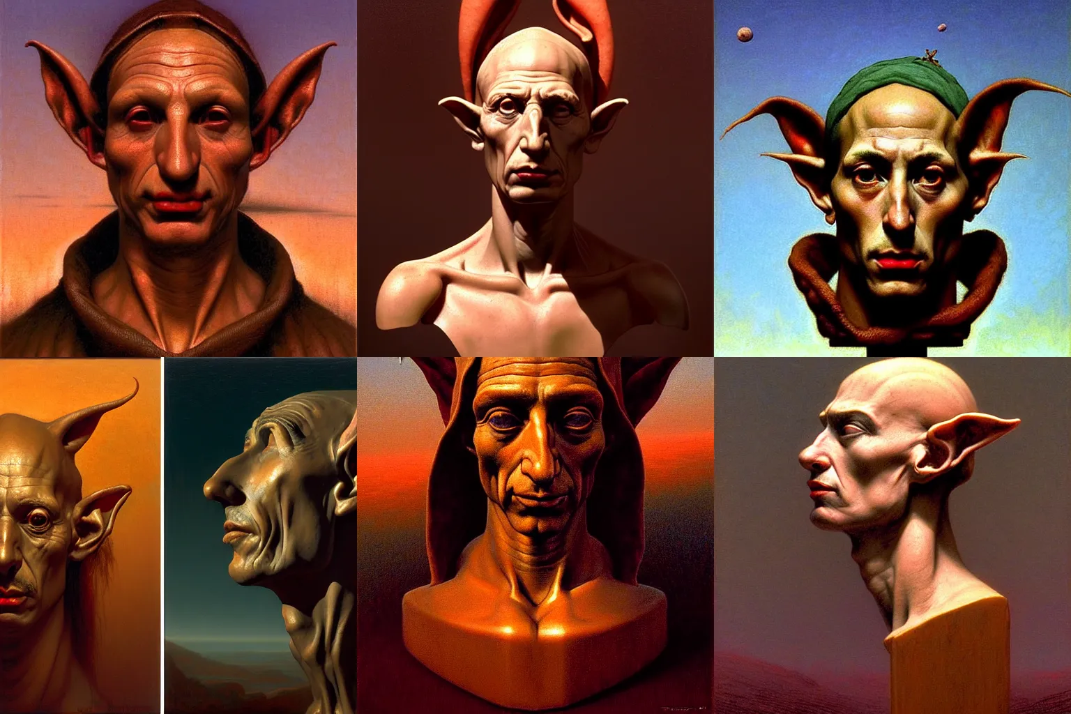 Prompt: cinematic bust portrait of a handsome degen trader gothic elf, head and bust only, by Tim Hildebrandt, by Leonardo DaVinci, by Wayne Barlowe, by Bruce Pennington, by Zdzisław Beksiński, by Paul Lehr, oil on canvas, masterpiece, trending on artstation, featured on pixiv, cinematic composition, astrophotography, dramatic pose, beautiful lighting, sharp, details, details, details, hyper-detailed, no frames, HD, HDR, 4K, 8K