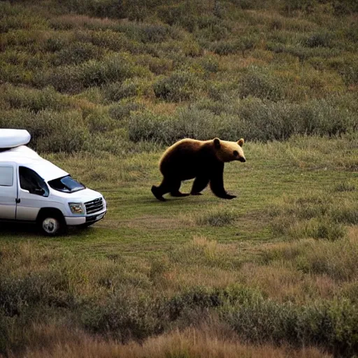 Image similar to a bear chasing a camper