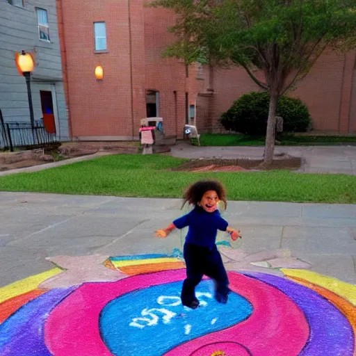 Image similar to pepper ann pearson playing hopscotch, illustration, illusion, in the style of lilia alvarado