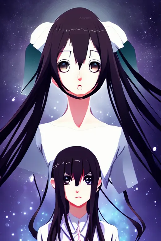 Prompt: symmetry!! anime art portrait character, concept art, anime key visual of elegant, black hair and large eyes, finely detailed perfect face delicate features directed gaze, vibrant city night background, bokeh, trending on pixiv fanbox, studio ghibli, extremely high quality artwork