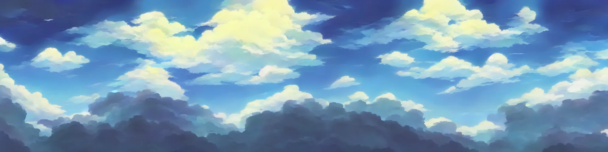 Prompt: wide view shot of the sky. matte painting, anime, studio ghibli. professional digital painting, artstation, concept art, smooth, beautiful, cinematic