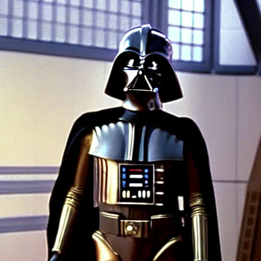 Image similar to movie still of c 3 po as darth vader star wars ( 1 9 7 7 )