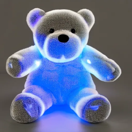 Image similar to a bear made of shiny blue light