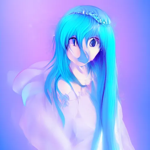 Prompt: advanced digital anime art, a very cute and gorgeous faery wearing a dress made of water , full body, very long wavy azure blue hair, braided hair, white highlights in hair, azure blue watery eyes, full round face, japanese beautiful cute young J-Pop idol actress girl face, cinematic lighting, mid-shot, glowing rich colors, trending on pixiv, Artstation, DeviantArt, NicoVideo, Steven Artgerm Lau, WLOP, RossDraws, RuanJia, James Jean, Andrei Riabovitchev, Totorrl, Marc Simonetti, Visual Key, and Sakimichan