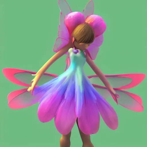 Prompt: 3 d render of a cute flower fairy