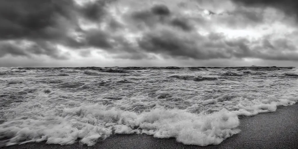 Image similar to island beach during an intense hurricane, hdr, 4 k,