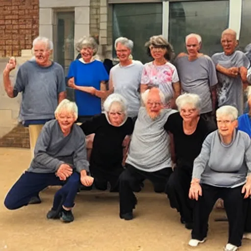 Prompt: senior citizen parkour club