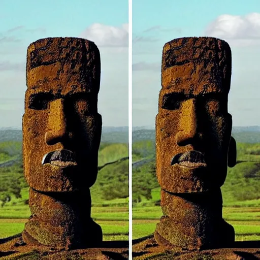 Image similar to Kanye West as a moai head on easter Island