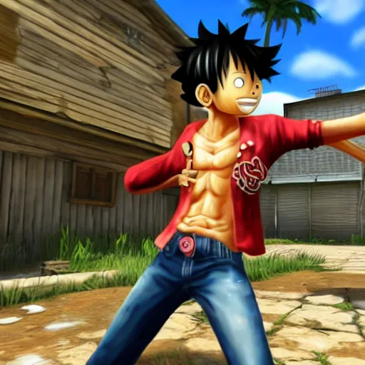 Prompt: Screenshot of Luffy in CS:GO