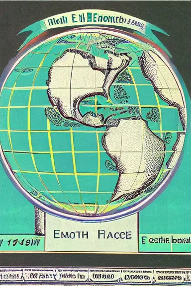 Prompt: A vintage scientific illustration from the 1970s of the Earth as a human face