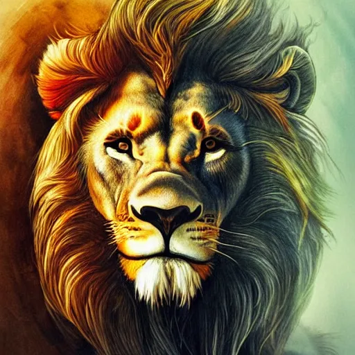 Image similar to lion by android jones