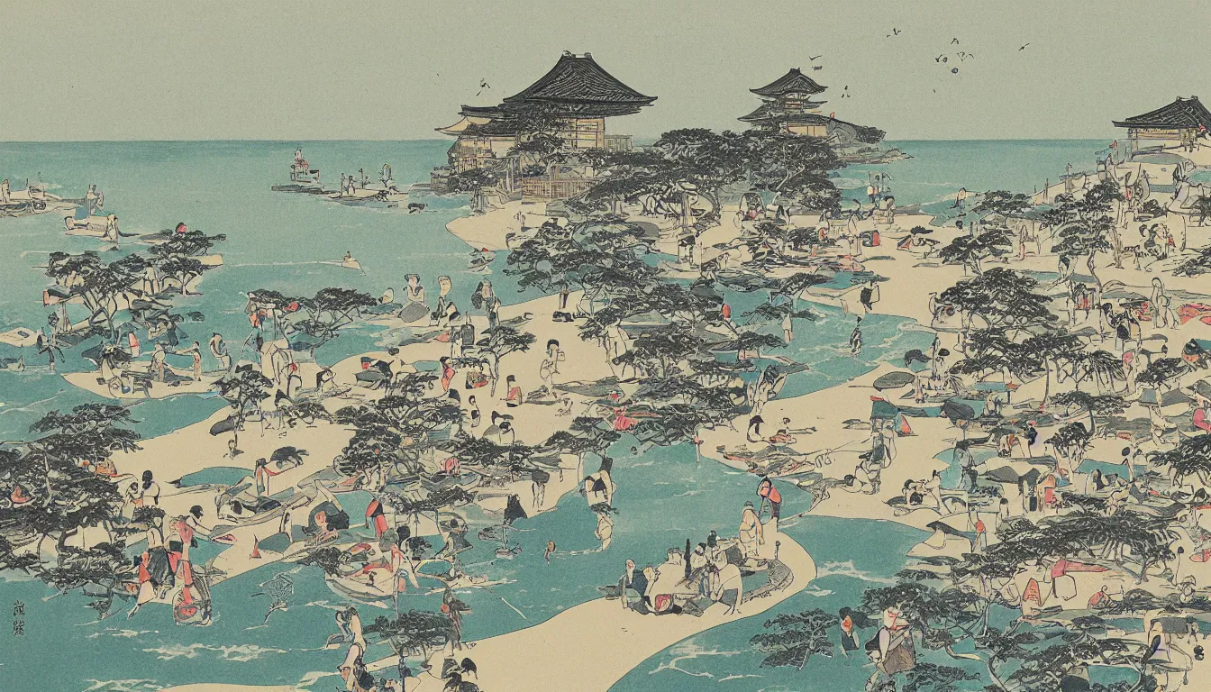 Image similar to beach, japanese illustration