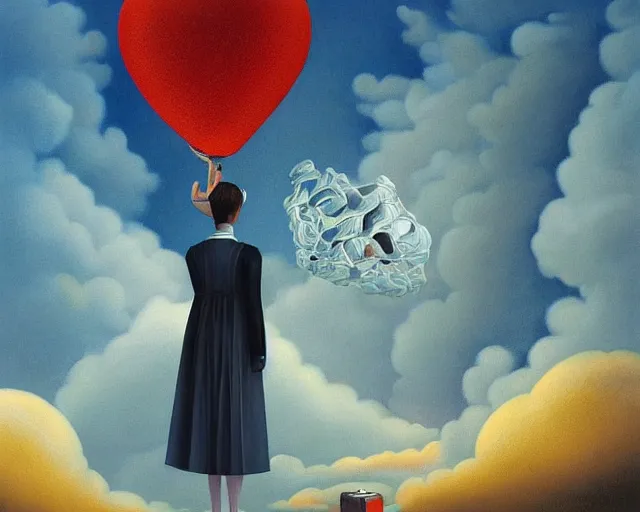 Prompt: realization! of self, an ultrafine detailed painting by rafal olbinski, behance contest winner, pop surrealism, detailed painting, very detailed, minimalist, skeuomorphic, airbrush art