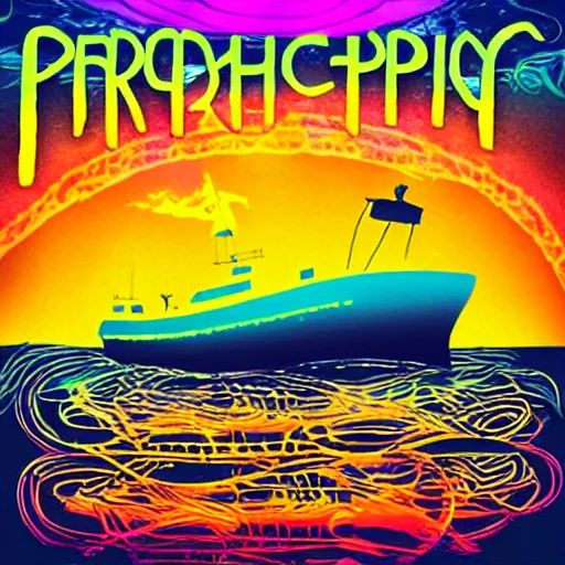 Image similar to psychedelic boat party