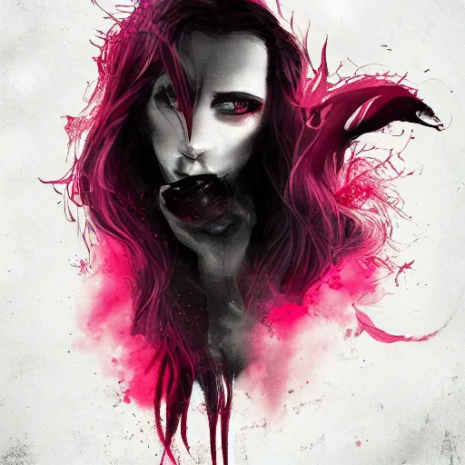Image similar to Vampire made of colorful smoke, hazy, atmospheric, inspiring digital art, award winning, artstation,