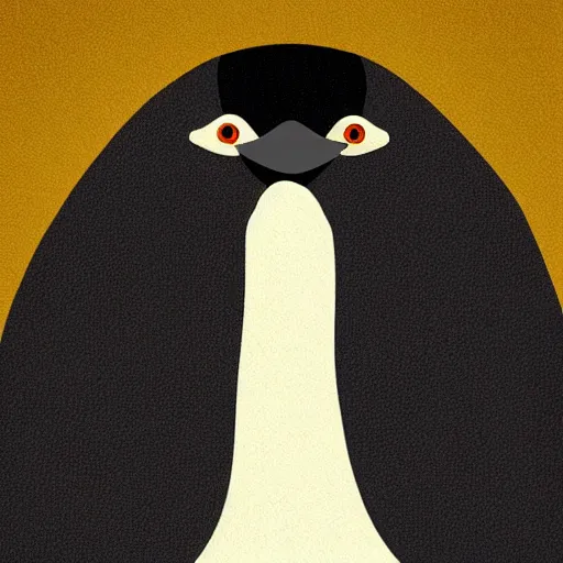 Prompt: man in a suit wearing a mask of an emperor penguin, illustration