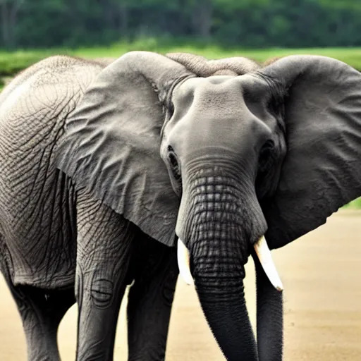 Image similar to a high quality photo of elephant with chicken head