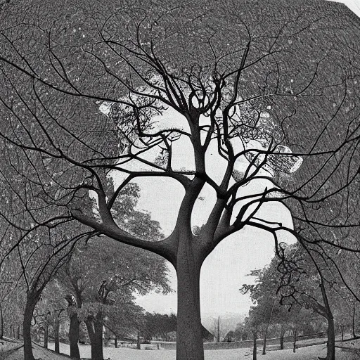 Prompt: a tree by escher, recursive