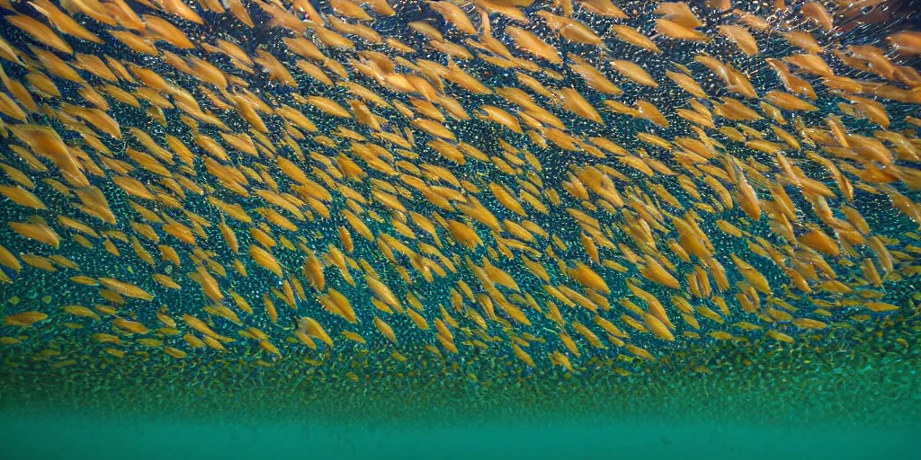 Prompt: Underwater photograph of a school of minnows swimming in sandy shallows. 8k high resolution.