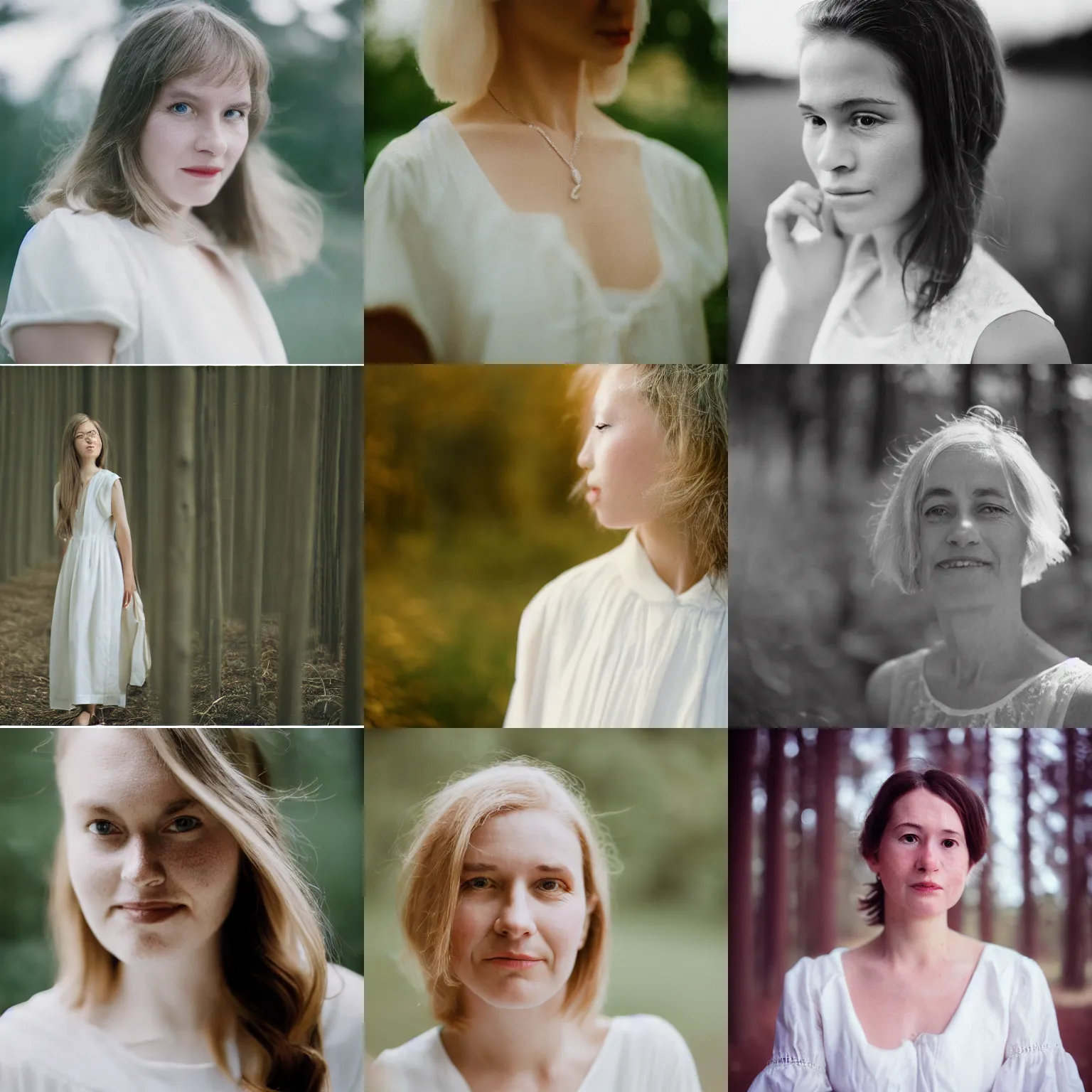 Prompt: the close - up portrait photo of ellen sheidlin weared in white dress shoted on petzval 8 5 mm using kodak portra
