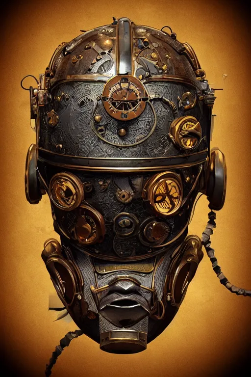 Image similar to steampunk helmet fantasy art mask robot ninja stylized digital illustration sharp focus, elegant intricate digital painting artstation concept art global illumination ray tracing advanced technology chaykin howard and campionpascale and cooke darwyn and davis jack