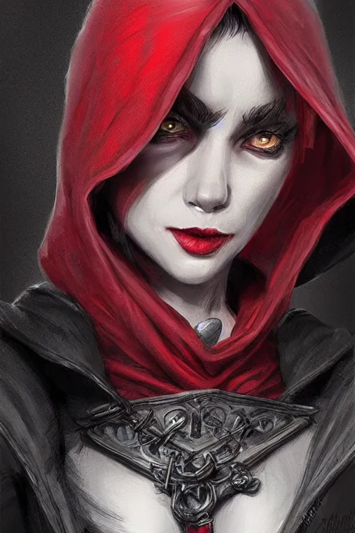 Prompt: thief red riding hood, d & d, fantasy, portrait, highly detailed, headshot, digital painting, trending on artstation, concept art, sharp focus, illustration, art by artgerm and travis charest