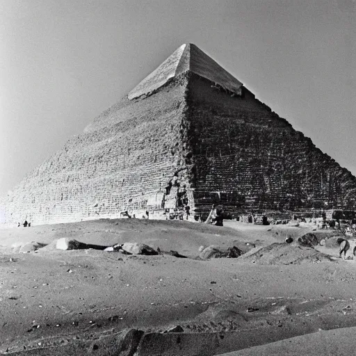 Prompt: great pyramid of giza under construction