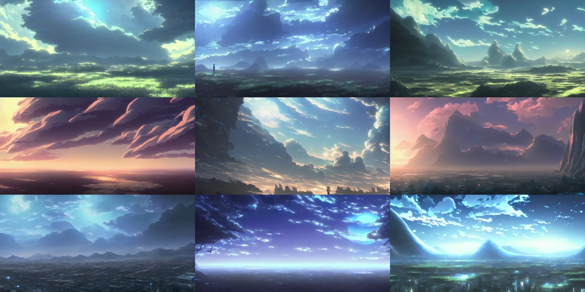 Prompt: a matte painting background art from ethereal and hauntingly beautiful science fiction anime film, a hd screenshot of background art, by makoto shinkai