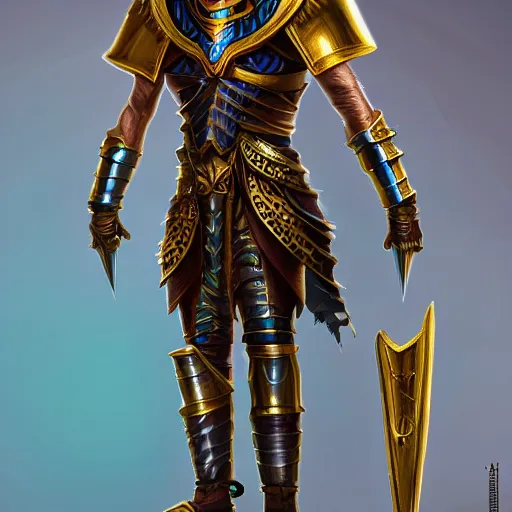 Image similar to pharaoh with armor on, steampunk, concept art, masterpiece, digital art, ultra detailed, sharp focus, cinematic lighting, 8 k hd resolution