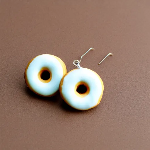Prompt: kawaii donut earrings made of polymer clay