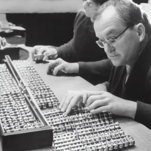 Image similar to Mike tysen sitting at a table using an abacus to count