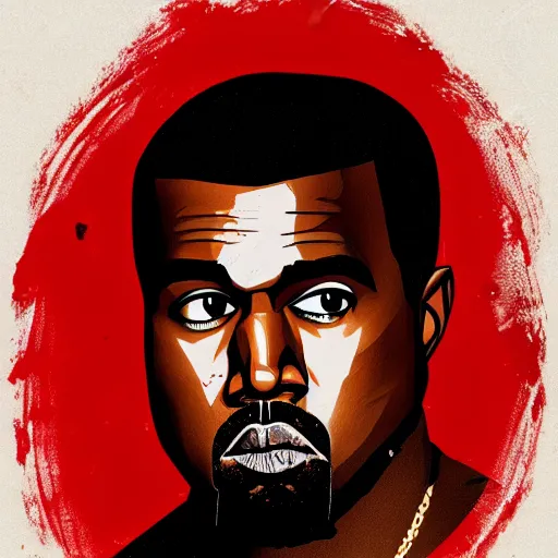 Image similar to portrait of kanye west in stephen bliss illustration red dead redemption 2 artwork of kanye west, in the style of red dead redemption 2 loading screen, by stephen bliss