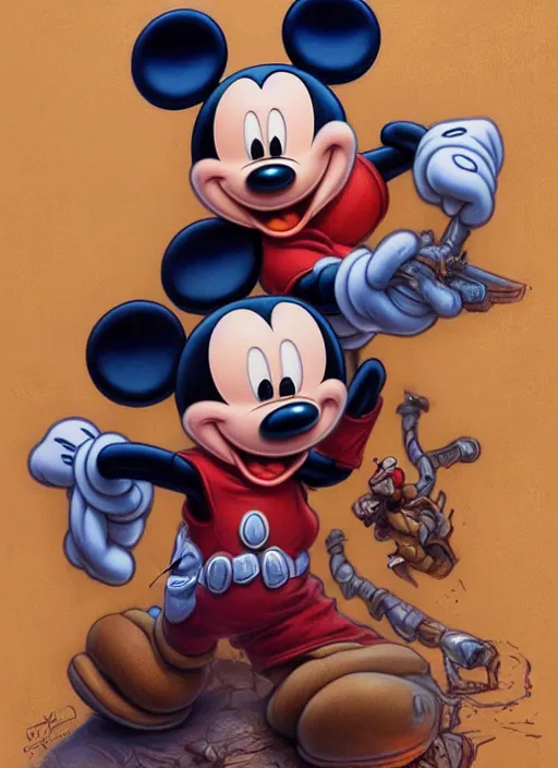 Prompt: Mickey Mouse as a ruggedly handsome hero, tasteful, intricate, elegant, highly detailed, centered, digital painting, artstation, concept art, smooth, sharp focus, illustration, artgerm, donato giancola, Joseph Christian Leyendecker, WLOP