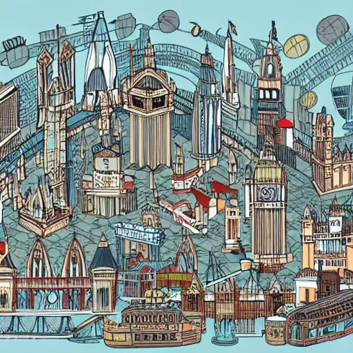 Image similar to London in the style of Hayao Miyazaki