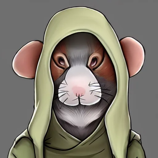 Prompt: a rat wearing a hoodie looking into the camera, furry art, furaffinity, symmetrical, highly detailed