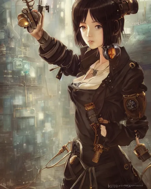 Image similar to portrait Anime Girl steampunk cute-fine-face, pretty face, realistic shaded Perfect face, fine details. Anime. Bioshock steampunk realistic shaded lighting by katsuhiro otomo ghost-in-the-shell, magali villeneuve, artgerm, rutkowski Jeremy Lipkin and Giuseppe Dangelico Pino and Michael Garmash and Rob Rey