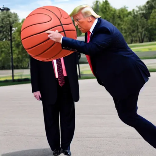 Image similar to donald trump getting hit with a basketball really hard