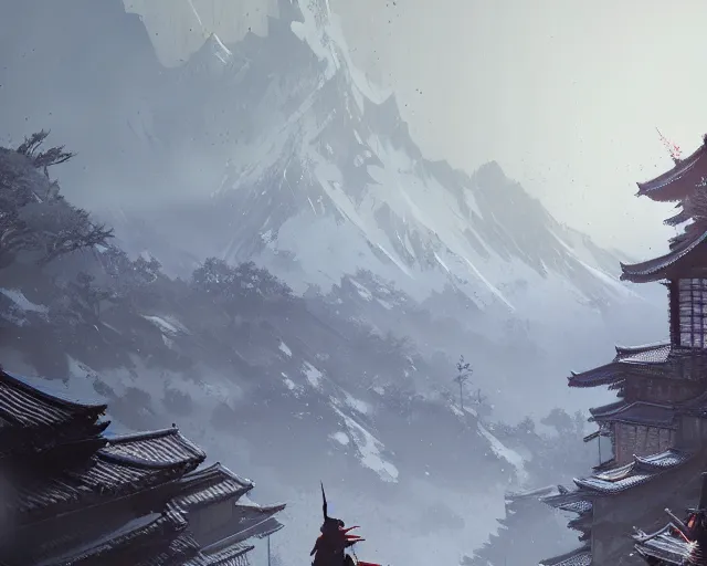 Prompt: sekiro mountain, ismail inceoglu