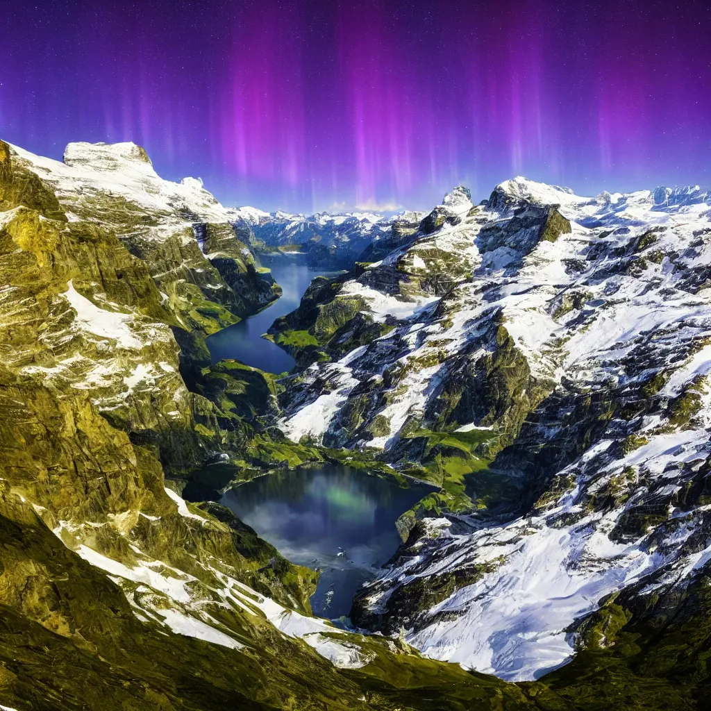 Image similar to Amazing Switzerland landscape with Northern lights