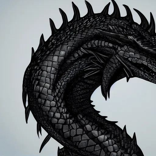 Image similar to A black evil dragon, digital art