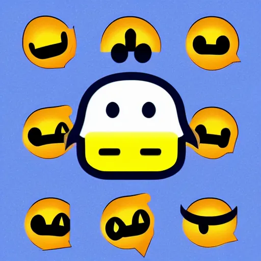 Prompt: pac man ghost as hello emoji, telegram sticker design, flat design, glossy design, white outline.