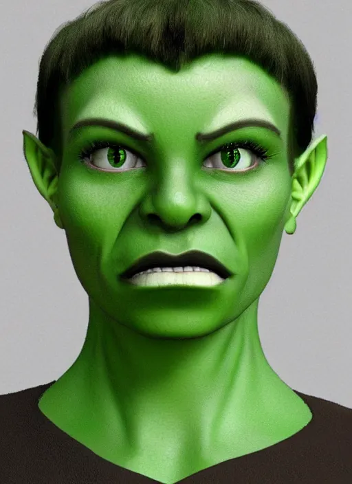 Image similar to green orc female, light green tone beautiful face